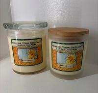 Mango Escape beeswax candle handcrafted by None of Your Beeswax Candle Company